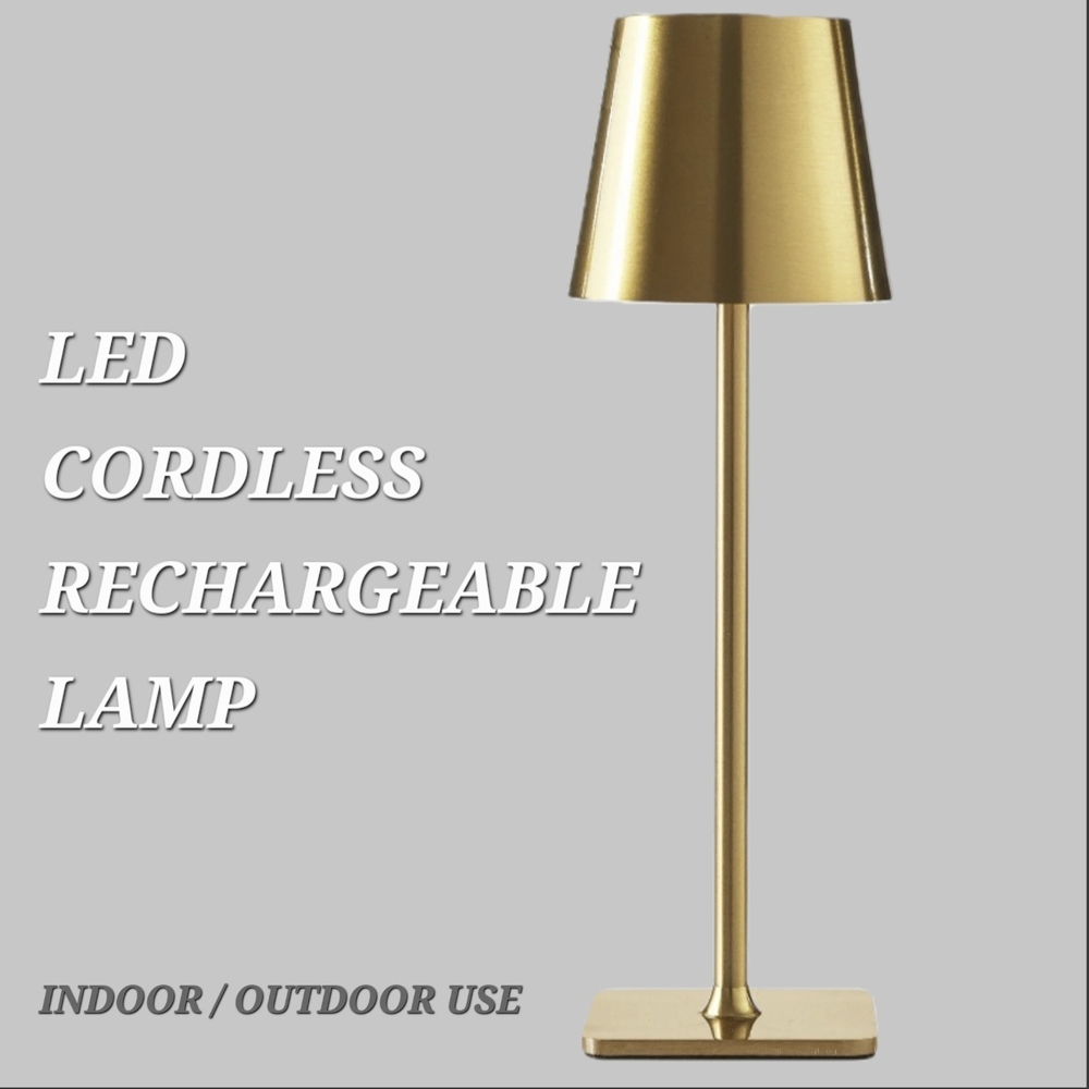 PRICE DROP‼️NWT Gold LED Rechargeable Indoor / Outdoor Cordless Lamp